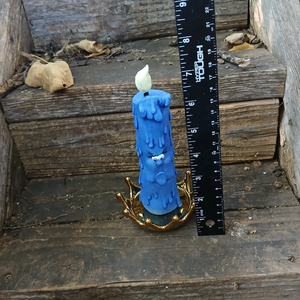 Blue Drip Candle with Gold Holder - Picture 9 of 9